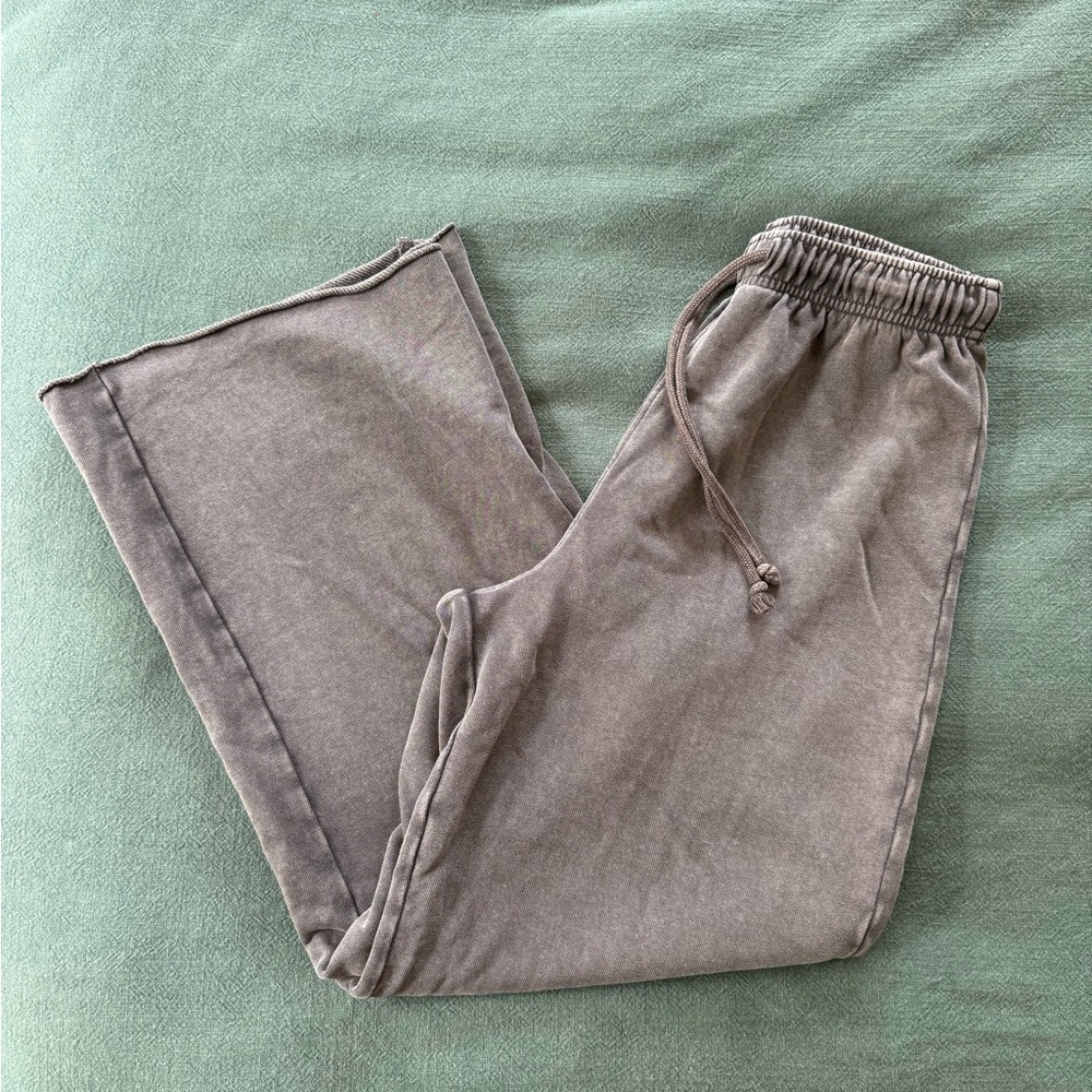 Zara Women’s Grey Wide Leg Cotton Pants Loungewear